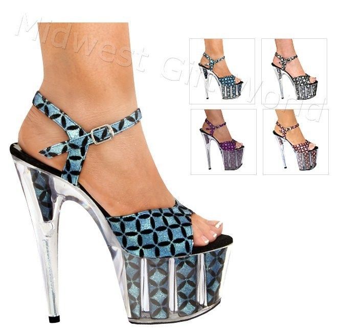 or 7 or 8 GLITTERED SQUARES w/STRAP PLATFORM SHOES   5 12