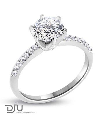 34 CT E/VS1 ROUND DIAMOND SOLITAIRE RING 14K W GOLD