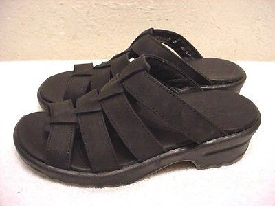 NWOB LADIES SZ 35 U.S.SZ 5 SANITA BLACK LEATHER SLIDE SANDALS