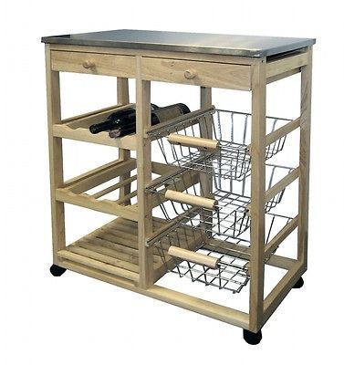 Ore International H 43 Wood Kitchen Cart