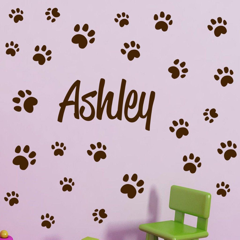 CUSTOM PERSONALIZED BOY GIRL CHILD NAME DOG PAW PRINTS Vinyl Wall