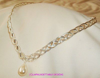 SILVER CELTIC/ELVEN CIRCLET WITH PEARL   ALTERNATIVE TO A TIARA SCA