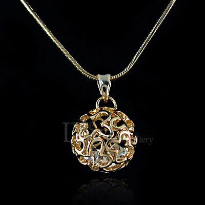 Newly listed 18K GP Cute Ball Necklace Use Swarovski Crystal NP1602