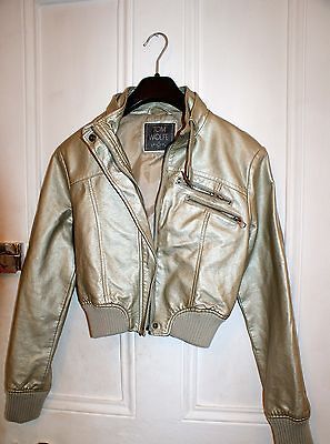 TOM WOLFE DESIGNER GOLD LEATHER JACKET SIZE 12