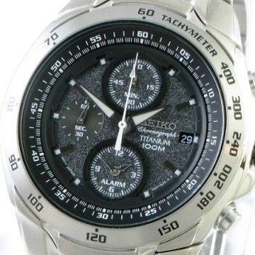 Seiko Gents Titanium Alarm Chronograph Watch SNAB91, SNAB91P1 SALE