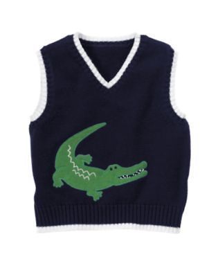 GYMBOREE SPRING SOCIAL NAVY ALLIGATOR SWEATER VEST 12 18 NWT