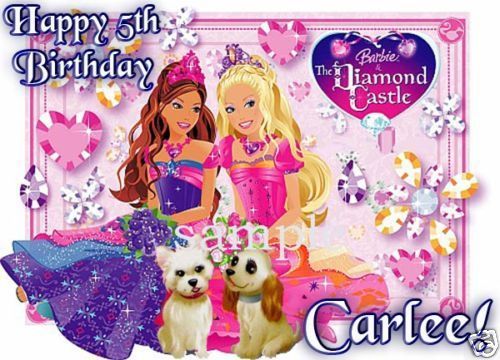 DIAMOND CASTLE Personalized Edible CAKE Topper Barbie B