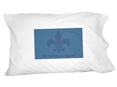 Pray Together Stay Together Fleur de Lis   Blue Bedding Pillowcase