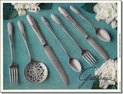 1936 WM. Rogers & Sons ~ Gardenia pattern silverware set print ad