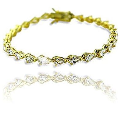 Pear Cut Diamond AlternativesTennis Bracelet Yellow 14k Gold over Base