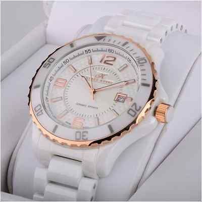 KLAUS KOBEC MEN WHITE CERAMIC SPORTS CS03 WATCH ROTATING BEZEL