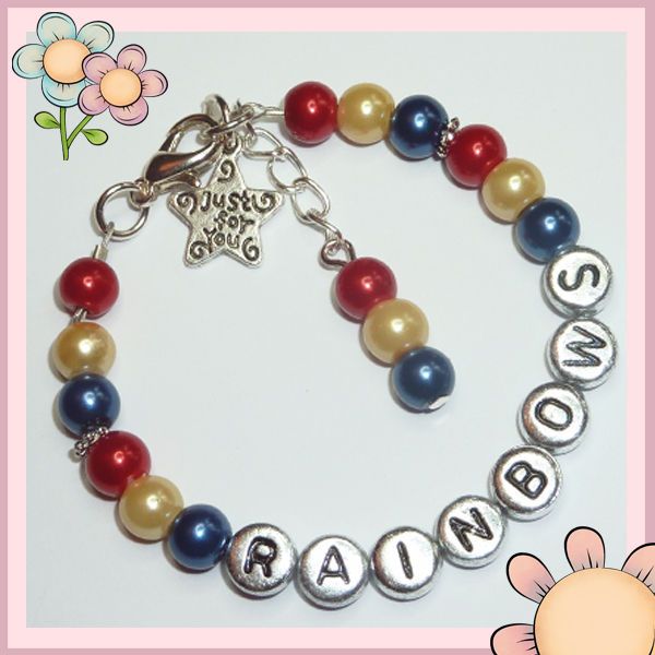 Girls Personalised Rainbows Brownies Guides Promise Bead Bracelet