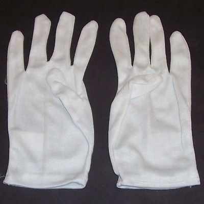 2pr White Cotton Gloves Small Clown Magician Marching Band Child