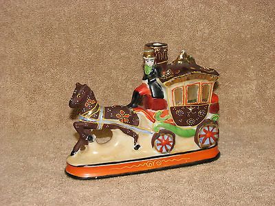 Antique Satsuma Horse & Cinderella Carriage w/ Driver Lamp Base Made