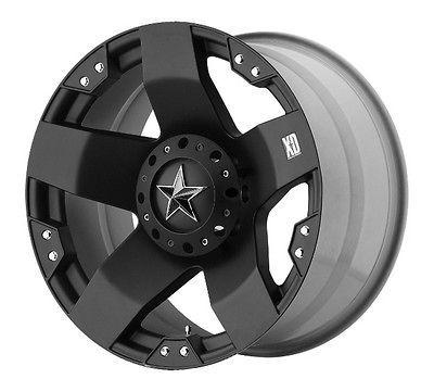 BLACK KMC ROCKSTAR 20 X 8.5 FORD CHEVY DODGE WHEELS