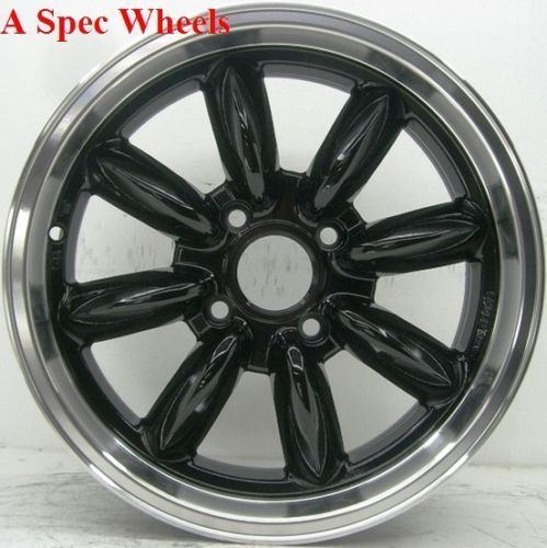 15X8 ROTA RB WHEELS RIMS 4X100 +4 MM OFFSET ROYAL BLACK