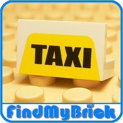 U029B Lego Panel 1x2x1  TAXI  on Yellow Pattern NEW