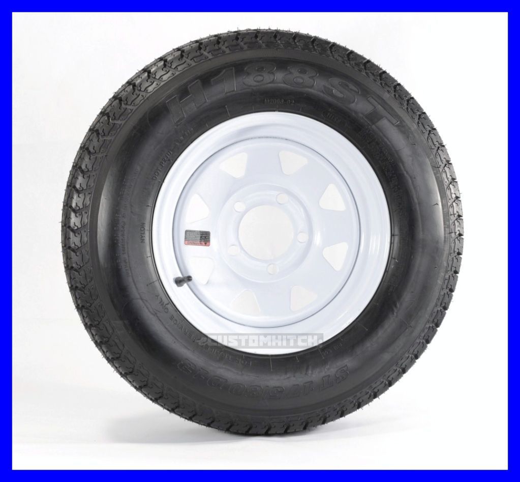 Trailer Tire Rim B78 13 13St 13 5 Lug Hole Bolt Wheel White Spoke