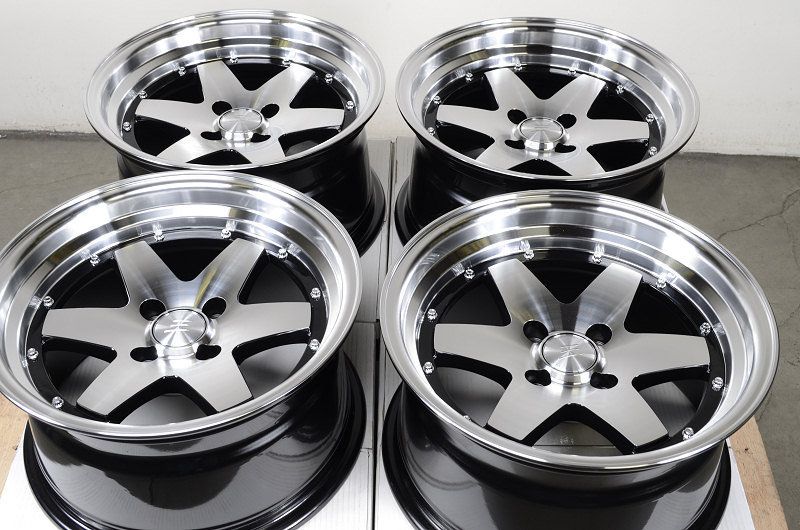  Black Effect Rims Low Offset Polished Miata Cabrio CRX Alloy Wheels
