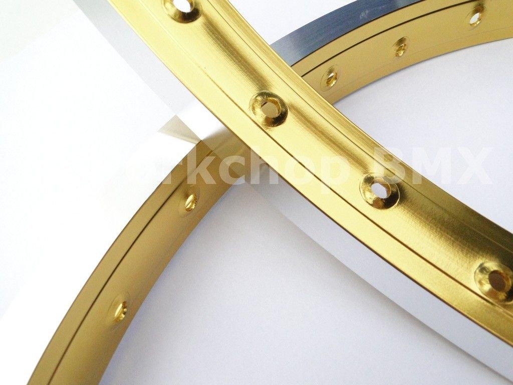 BMX Alloy Shinysides 36h Rims 7x Style Pair Gold Anodized