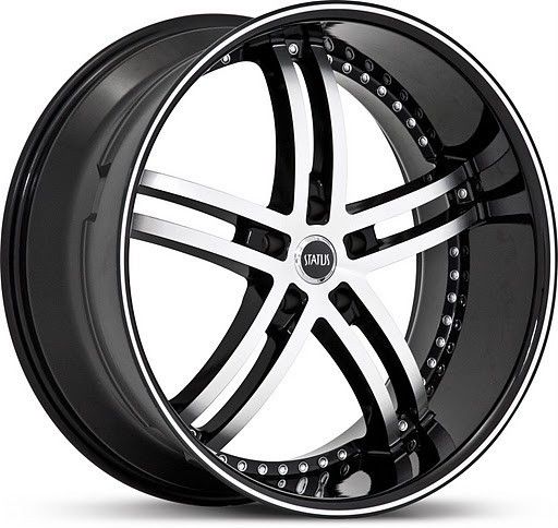 22 inch Status Knight Black Wheels Rims 5x115 15