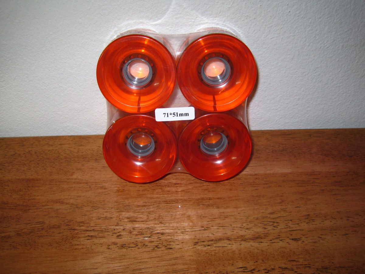 Clear Orange 71mm 79a Longboard Wheels New in Package