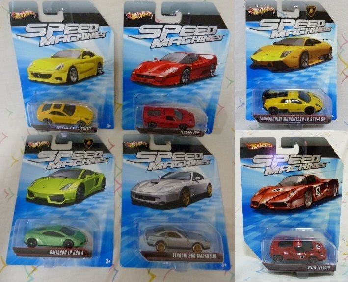 Hotwheels Speed Machines 6 Cars 4 Ferrari 2 Lamborghini