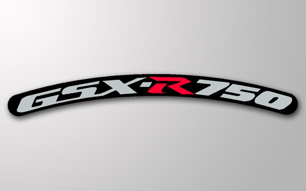 10 GSXR 750 Wheel Rim Stickers Silver Red on Black