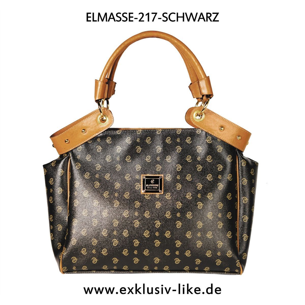 ELMASSE 217 SCHWARZ  MONOGRAM CANVAS LEDER IMITAT XXL XL TASCHE ITLAY